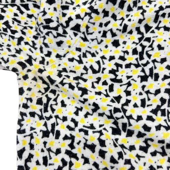 Diane Von Furstenberg Silk Blend Floral Cardigan Sweater Black Yellow Medium - Picture 8 of 11